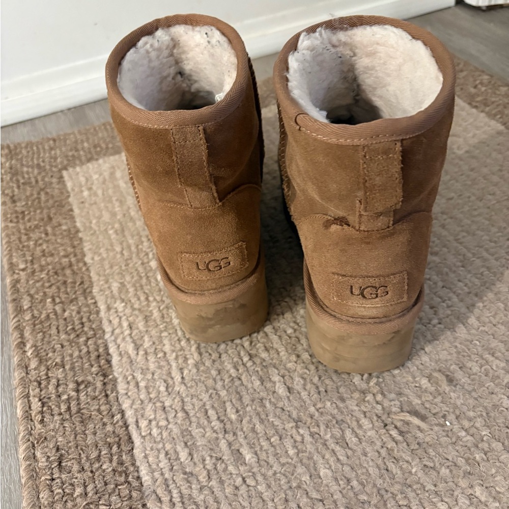 Chestnut Suede Shearling-Lined Platform Uggs - image 3